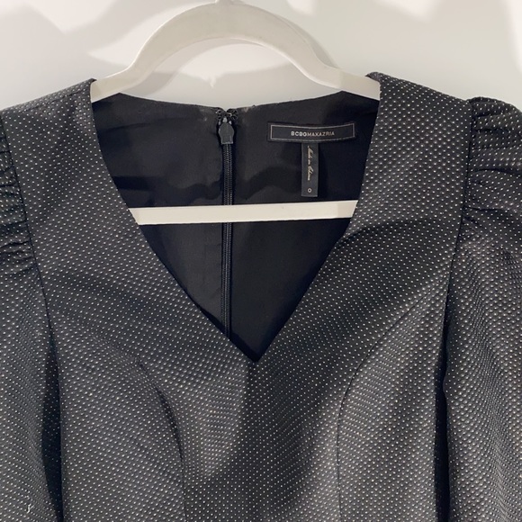 BCBGMAXAZRIA black mini dress with long puff sleeve and button cuff sleeves so 0 - Picture 7 of 14